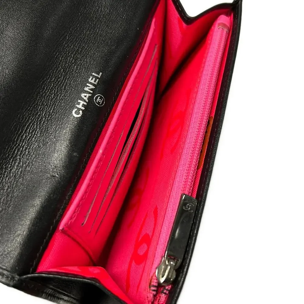 Chanel Cambon Line Bifold Wallet Black White